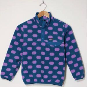 Vintage Patagonia Polka Dot Polar Fleece Pullover Jacket Kids Size XXL (16-8)
